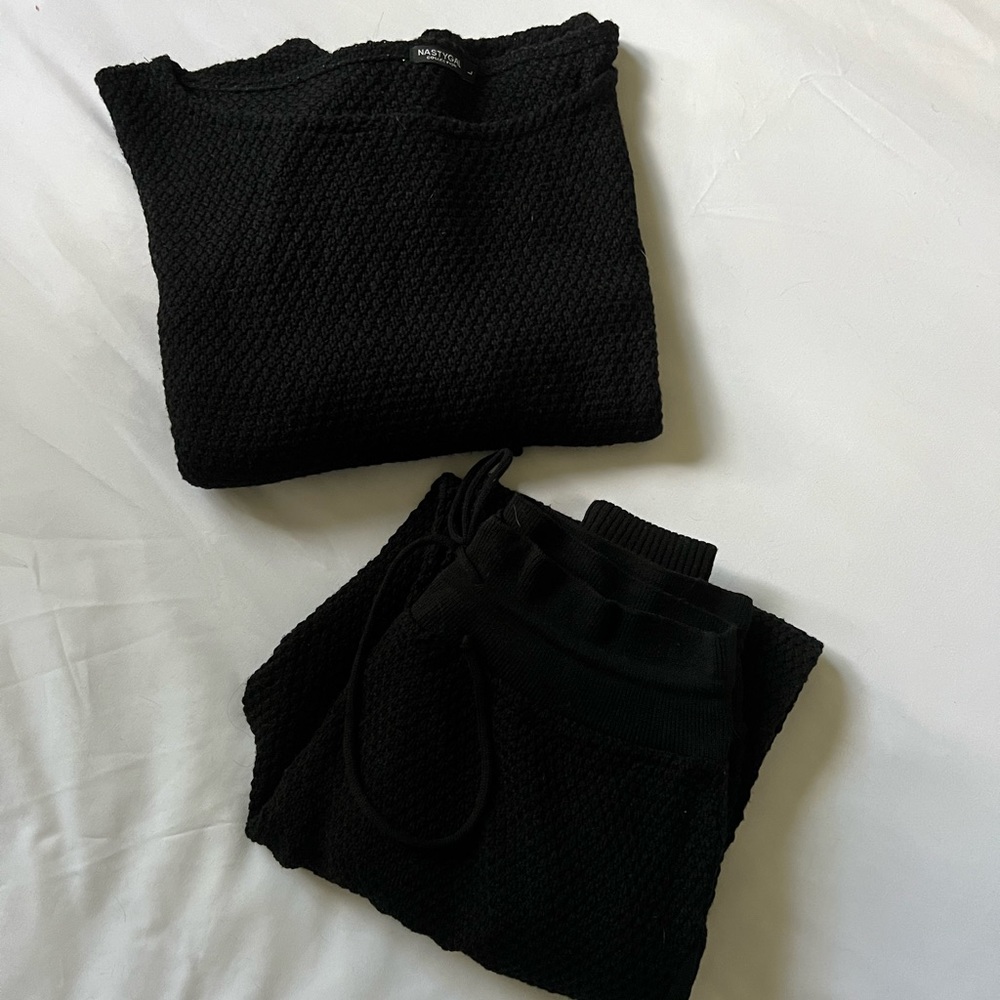 Nasty Gal Knit Longsleeve High Waisted PJ Sleep Loungewear Set